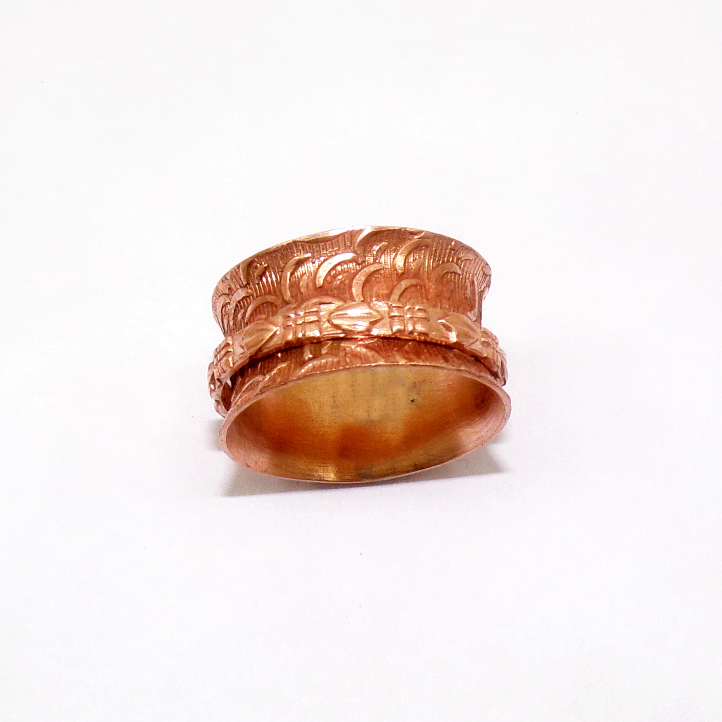 Ring Size - 9 Copper Spinner Ring W - BSPR996 18K Rose Gold Plated Copper Wide Band Spinner Ring